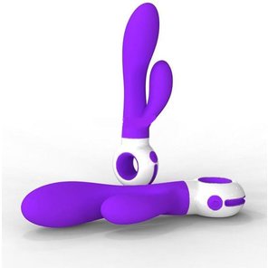  Фиолетовый вибромассажер для точки G с клиторальным стимулятором, 18 см 