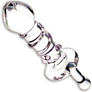  Стеклянная анальная пробка с ручкой 13 см 