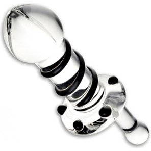  Прозрачная пробка из стекла с черными деталями и ручкой 