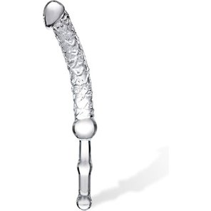  Стеклянный фаллос с длинной ручкой, 22 см 