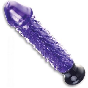  Фиолетовый стеклянный вибратор с массажными точками Spiked Punch 20 см 