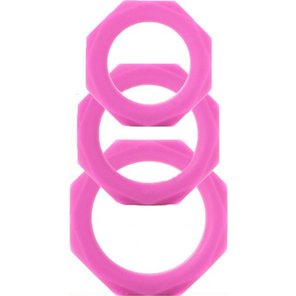  Набор розовых эрекционных колец Octagon Rings 3 sizes 