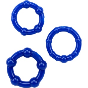  Набор из 3 синих стимулирующих колец Beaded Cock Rings 
