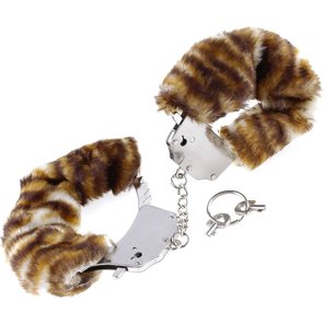  Металлические наручники Original Furry Cuffs с мехом под тигра 