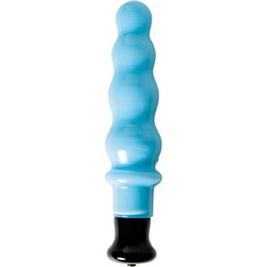  Голубой стеклянный вибратор-ёлочка 17,5 см 