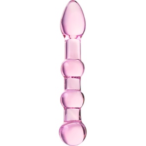  Розовый фаллоимитатор-ёлочка из прозрачного стекла 18 см 