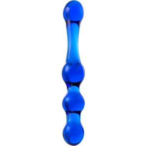  Синий стеклянный фаллоимитатор с наплывами 20,5 см 