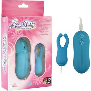  Голубой вибростимулятор с усиками Angel Baby NIpple Cock clips 