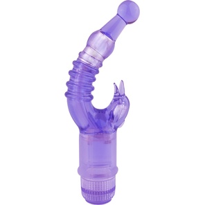  Фиолетовый вибратор с клиторальным стимулятором Crystal Naughty Dolphin 