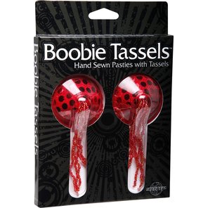  Красные накладки на соски с кисточками Boobie Tassels 