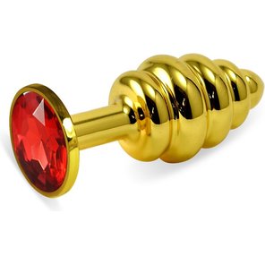  Золотистая ребристая пробка с красным кристаллом 7,6 см 