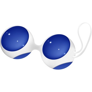  Синие стеклянные вагинальные шарики Ben Wa Medium в белой оболочке 