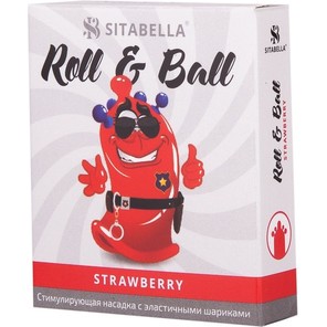  Стимулирующий презерватив-насадка Roll Ball Strawberry 
