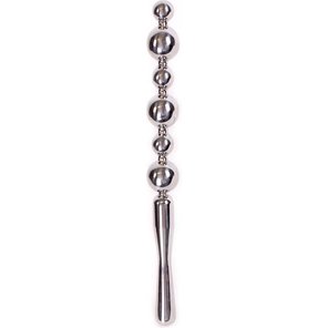  Серебристая металлическая анальная цепочка Anal Stick Large 30 см 