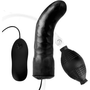  Чёрный изогнутый фаллос с вибрацией и расширением 16 см 