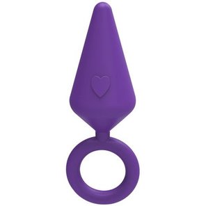  Фиолетовая конусовидная анальная пробка с колечком-ограничителем 6,5 см 