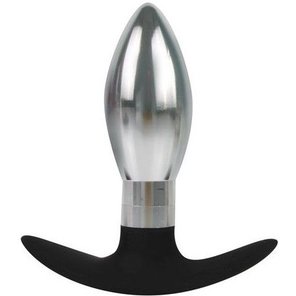  Каплевидная анальная втулка серебристо-черного цвета 9,6 см 