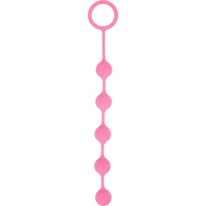  Розовая анальная цепочка с кольцом-ограничителем 23 см 