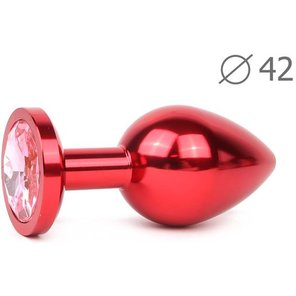  Коническая красная анальная втулка с розовым кристаллом 9,3 см. 