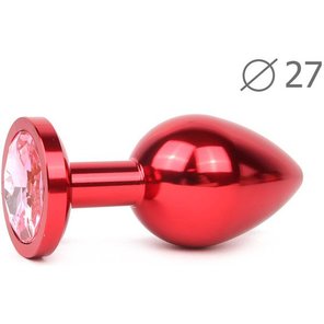  Коническая красная анальная втулка с розовым кристаллом 7 см. 