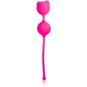  Розовые силиконовые вагинальные шарики на связке с хвостиком 