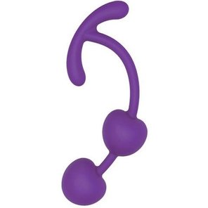  Фиолетовые силиконовые вагинальные шарики с ограничителем 