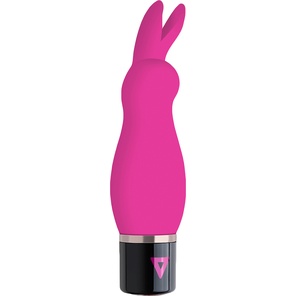  Розовый силиконовый вибратор Lil Rabbit с ушками 13 см 