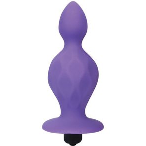  Фиолетовая коническая анальная вибровтулка 10 см 