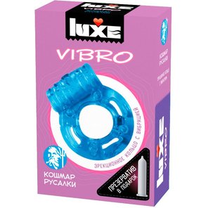 Голубое эрекционное виброкольцо Luxe VIBRO Кошмар русалки презерватив 
