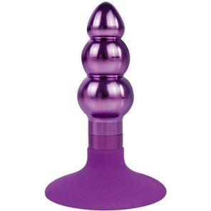  Фиолетовая анальная пробка-елочка с круглым ограничителем 9 см 