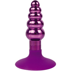  Фиолетовая анальная пробка-елочка с ограничителем 9 см 