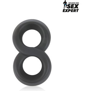  Черное силиконовое эрекционное кольцо Sex Expert в виде восьмерки 