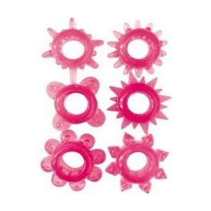  Набор из 6 розовых эрекционных колец разной формы 