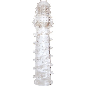  Закрытая прозрачная рельефная насадка с шипиками Crystal sleeve 13,5 см 