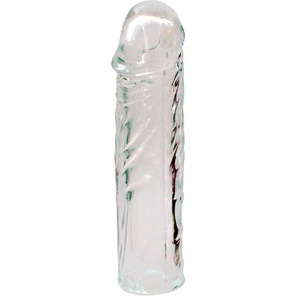  Закрытая прозрачная насадка-фаллос Crystal sleeve 16 см 