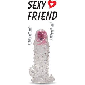  Закрытая прозрачная вибронасадка на пенис Sexy Friend 13,5 см 