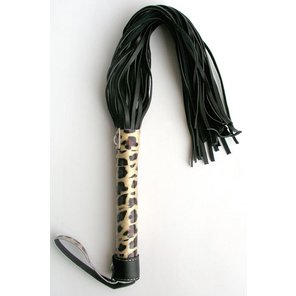  Чёрная плеть с леопардовой рукоятью Notabu 50 см 
