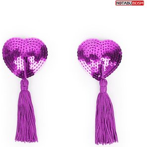  Фиолетовые текстильные пестисы в форме сердечек с кисточками 