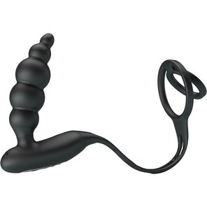  Эрекционное кольцо с анальной вибропробкой-елочкой Vibrating penis sleeve III 