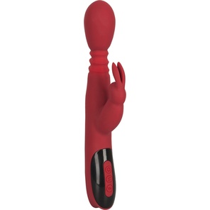  Красный вибромассажер с клиторальным отростком Rabbit Vibrator 26,5 см 