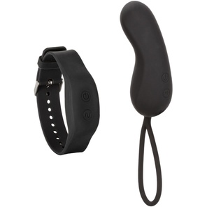  Черное виброяйцо с браслетом-пультом Wristband Remote Curve 