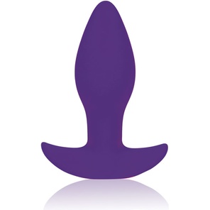  Фиолетовая коническая анальная вибровтулка с ограничителем 8,5 см 