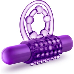  Фиолетовое эрекционное виброкольцо The Player Vibrating Double Strap Cock Ring 