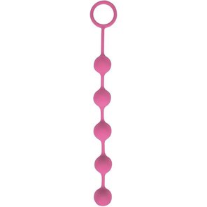  Розовая анальная цепочка с металлическими шариками 25 см 