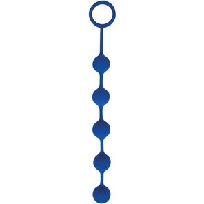  Синяя анальная цепочка с металлическими шариками 25 см 