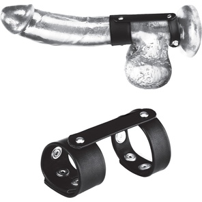  Двойное металлическое кольцо на пенис с регулируемым ремешком 