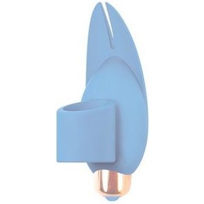  Голубой вибростимулятор с петелькой под палец 8 см 
