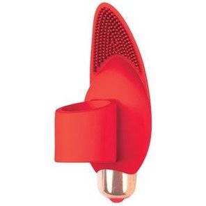  Красный вибростимулятор с петелькой под палец 8 см 