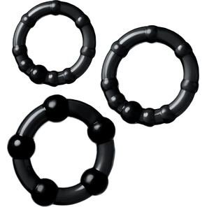  Набор из 3 черных силиконовых эрекционных колец разного размера 
