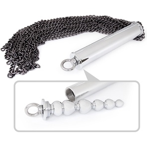  Серебристо-черная металлическая плеть с рукоятью-елочкой 56 см 